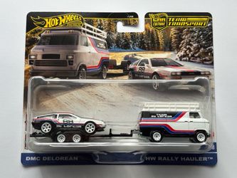 2025 Hot Wheels Premium Car Culture Team Transport DMC Delorean & HW Rally Hauler
