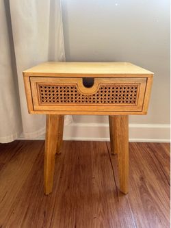 Mid-Century Modern Rattan Night Stands (Set of 2)