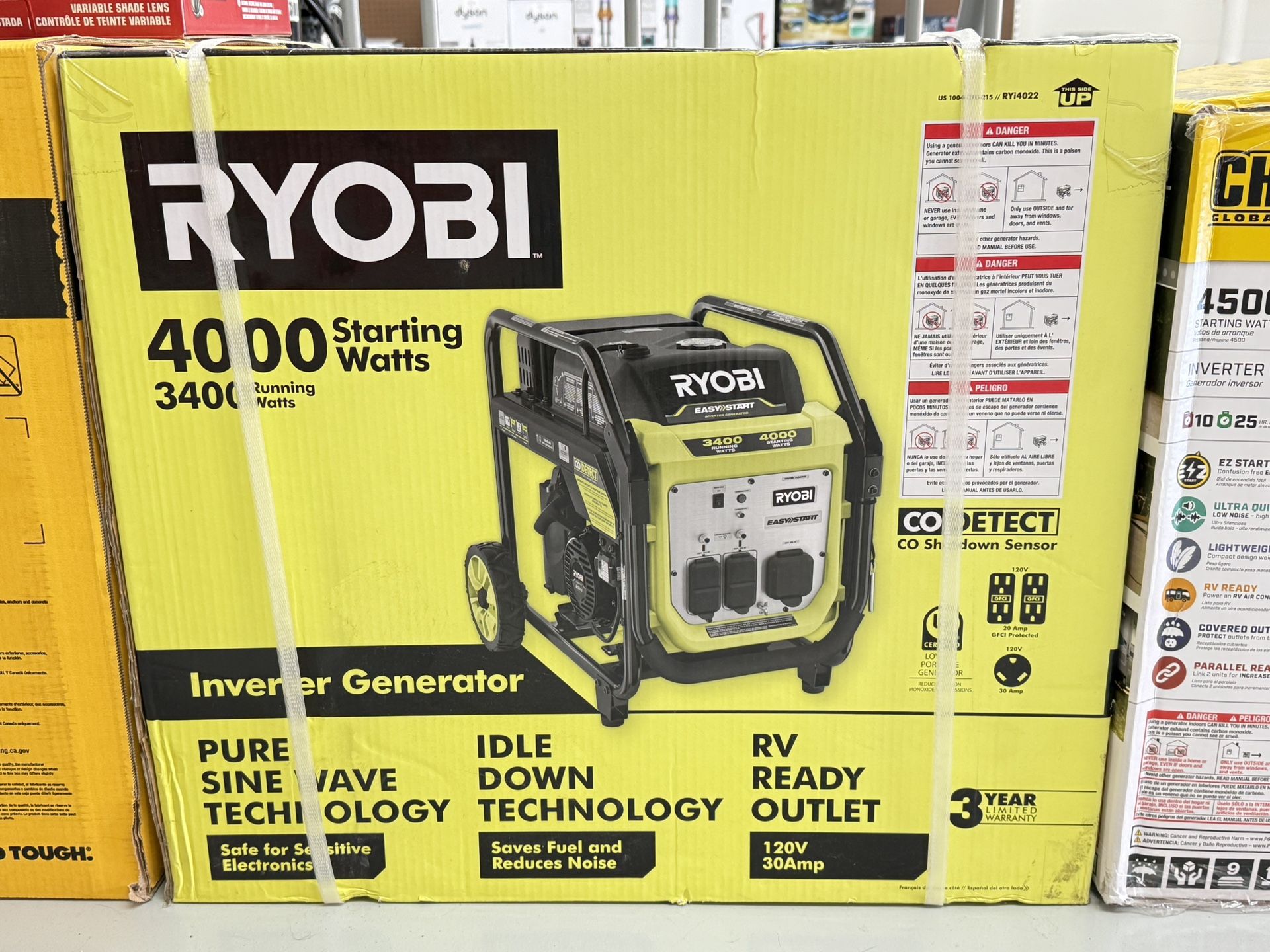 NEW! Ryobi 4000 Watt Gasoline Powered Digital Inverter Generator