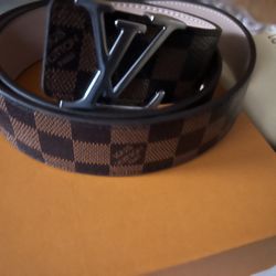 Louis Vuitton Belt Brown Tan Silver Buckle