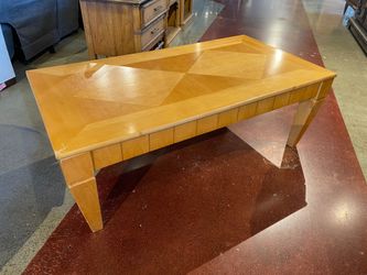 Wood Coffee Table with Geometric Inlay