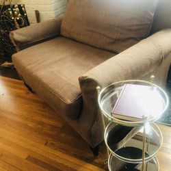 Chair Large Padded Cushion Oversized Loveseat wood legs Seats 2 