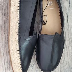 GAP brand new leather espadrills flats women's shoes, black size 6