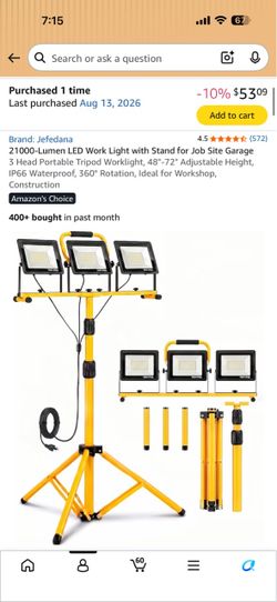 3-Head LED Work Light with Tripod Stand