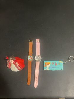 Vintage Character Collectibles Lot – Hello Kitty Watch, Barbie Keychain & More