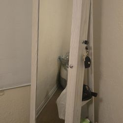 60° Swivel Jewelry Armoire with Full-Length Mirror