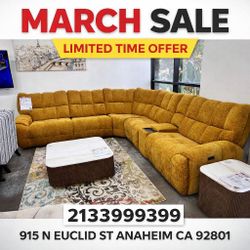 Modern Chenille Power Reclining Sectional Sofa 