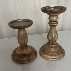 Set Of wooden Candle Holders