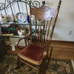 Antique Bent Armed Rocking Chair Reupholstered in '60's