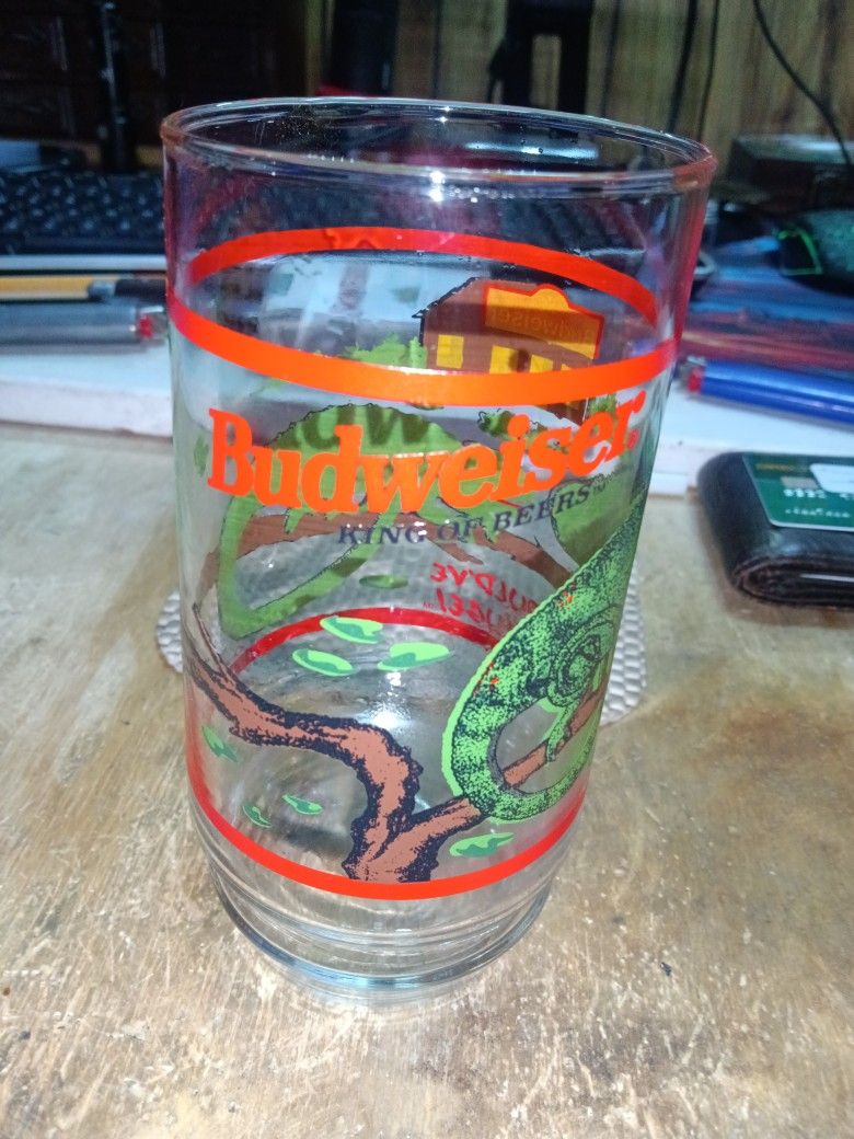 Vintage 1998 Budweiser Glass Chameleons Lizards "We. Could've Been Huge"