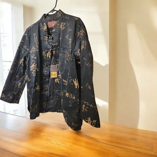 Unisex Tang Costume Calligraphy Printed Jacket Size M