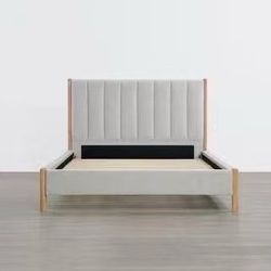 ❤️‍🔥 ✨Queen Size Upholstered Platform Bed Frame with Headboard, Grey $130