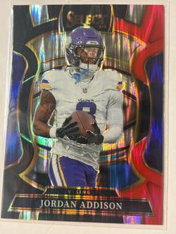 2025 Panini Select Jordan Addison #65 Concourse – Green & Red Shock Prizm.