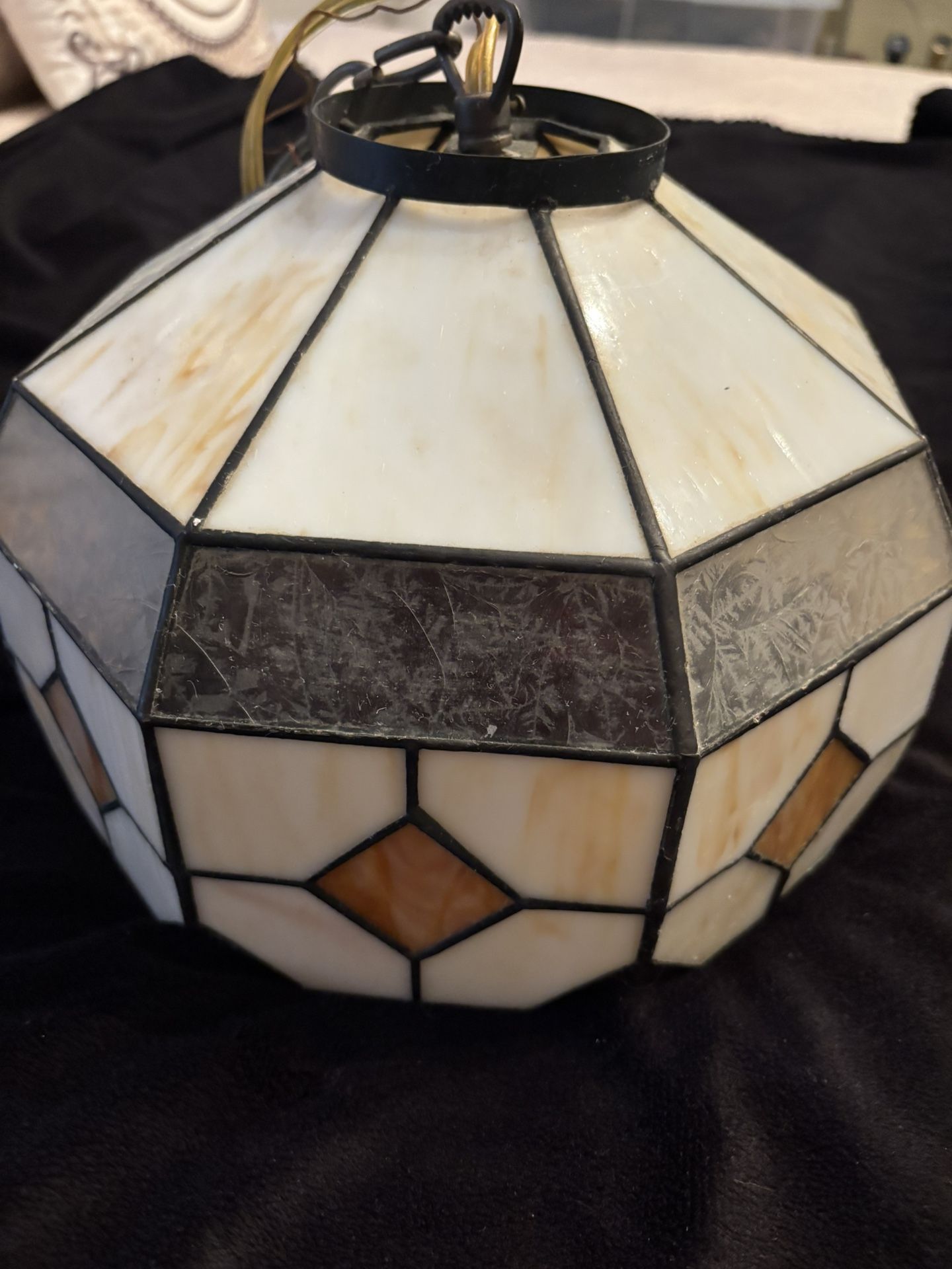 Vintage Tiffany Style Stained Glass Hanging Lamp