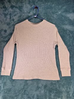 Urban Pipeline Boys Thermal Shirt M 10/12 Beige Waffle Knit Long Sleeve Crewneck
