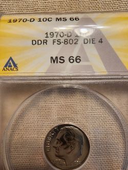 1970 d Roosevelt dime ms66 die4 ddr fs802