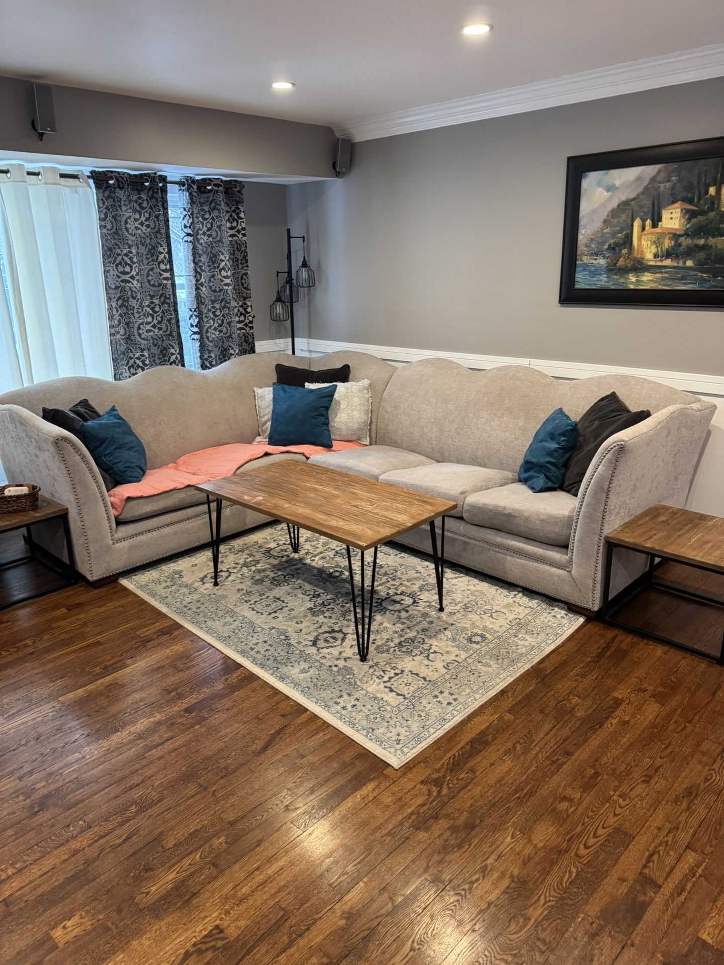 Gray Chenille Sectional Couch