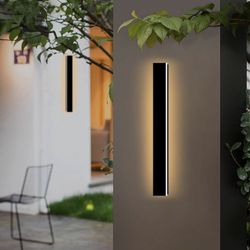2-Pack 24-Inch Outdoor Wall Lights, Long LED Outdoor Wall Sconces, IP65 Waterproof, Modern 3000K Linear Wall Mounted Sconces Comes with a remote contr