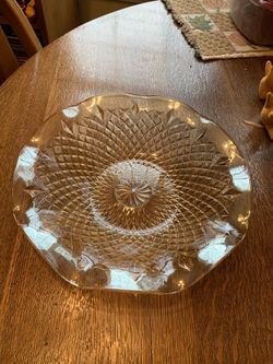 Vintage gold glass dish 11”