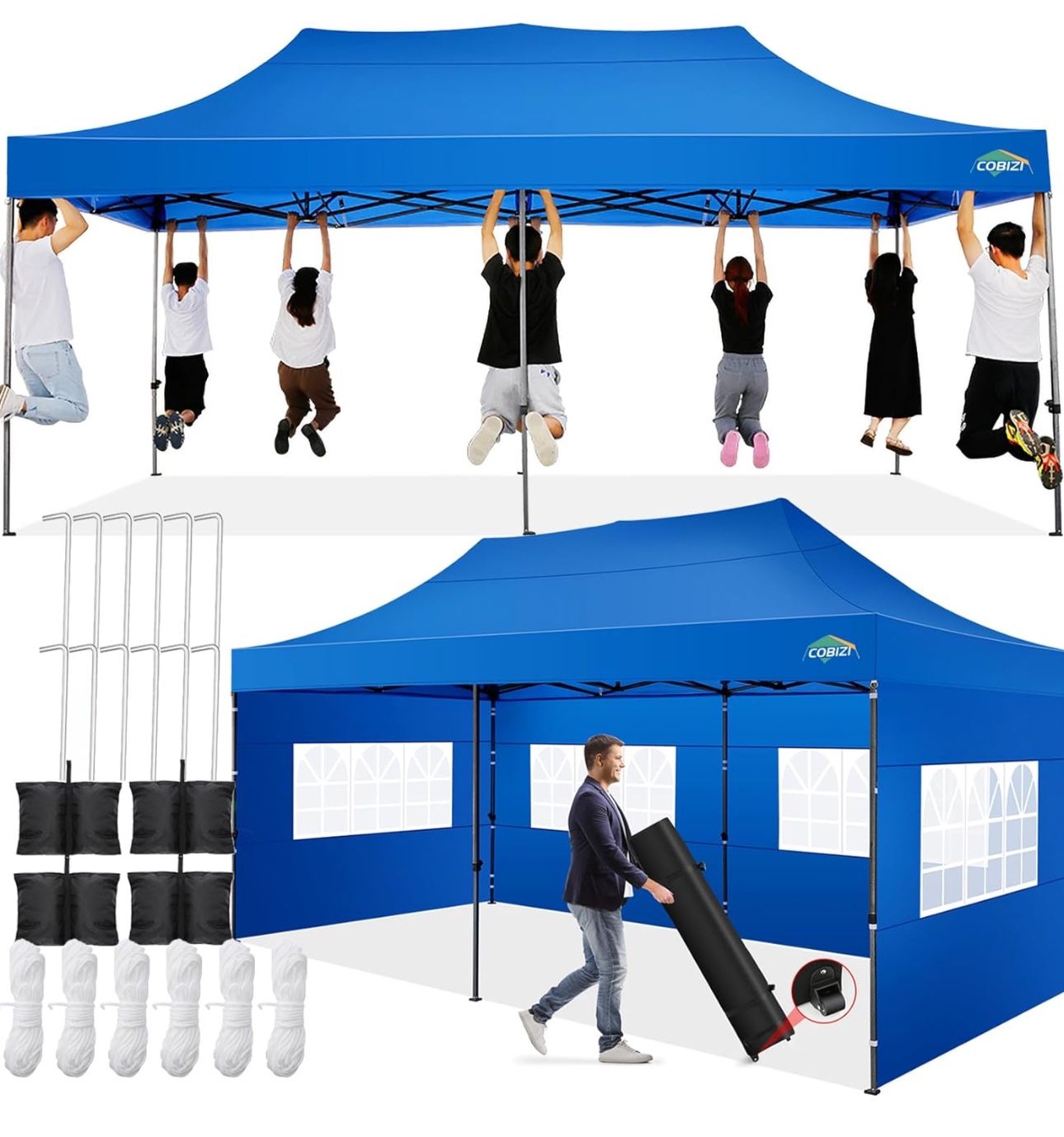 Tent 10x20 Canopy with 6 Sidewalls Waterproof Heavy Duty Commercial Canopy Tent for Parties Outdoor Tent Garden Gazebo Tent Carry