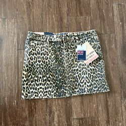 NWT leopard Denim Skirt 