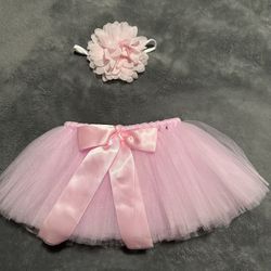 NEW Newborn Baby Girl Photoshoot Prop Tutu Skirt & Headband Set