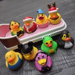 Cute Character Rubber Ducks – Bath Toy Set (9 pcs)