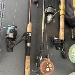 Set of 5 Fishing Poles & 4 Reels