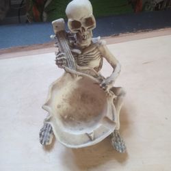 Skeleton Playing A Cello Ashtray 