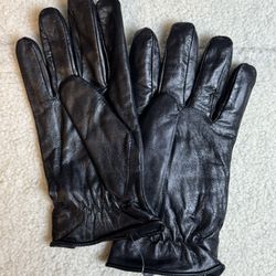 Premium Black Leather Gloves Men’s Size Medium Adjustable Wrist Strap