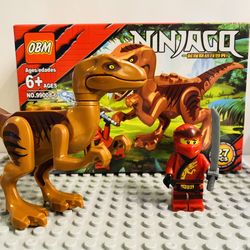 Ninjago Ninja and Dinosaur Set Rock Orange | New Custom LEGO Compatible Toys