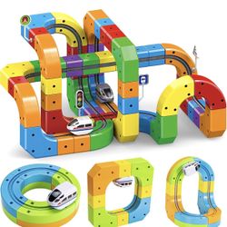 Electric Train Set for Kids Ages 3-8 - Modular 3D Flexible Race Track Building Toy with Gravity-Defying 360° Movement, STEM Learning Fun Gift(123 pcs 