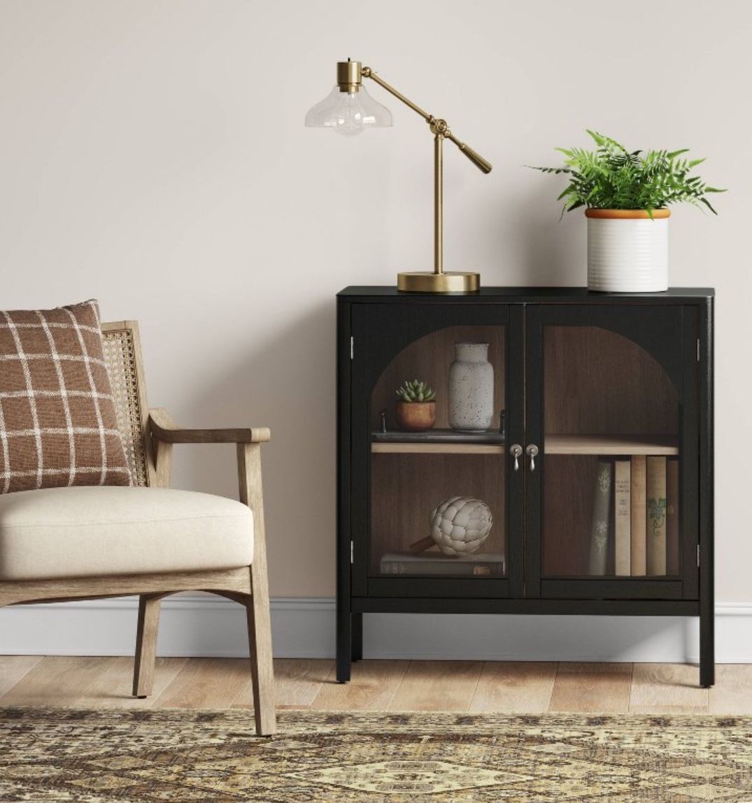 New Bedford 2 Door Accent Cabinet Black - Threshold™: Elegant Storage, Pewter-Finish Hardware Wood