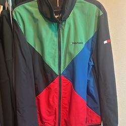 MEN'S TOMMY HILFIGER YACHT JACKET WINDBREAKER WATERSTOP COLORBLOCK NAVY BLAZER S