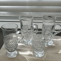 4 Cut, Crystal, Irish Coffee Mugs, Ireland