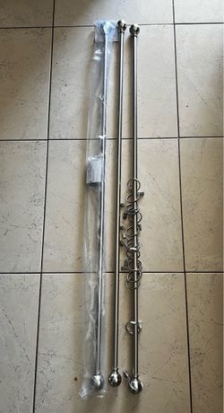 3 satin nickel finish steel curtain rod set