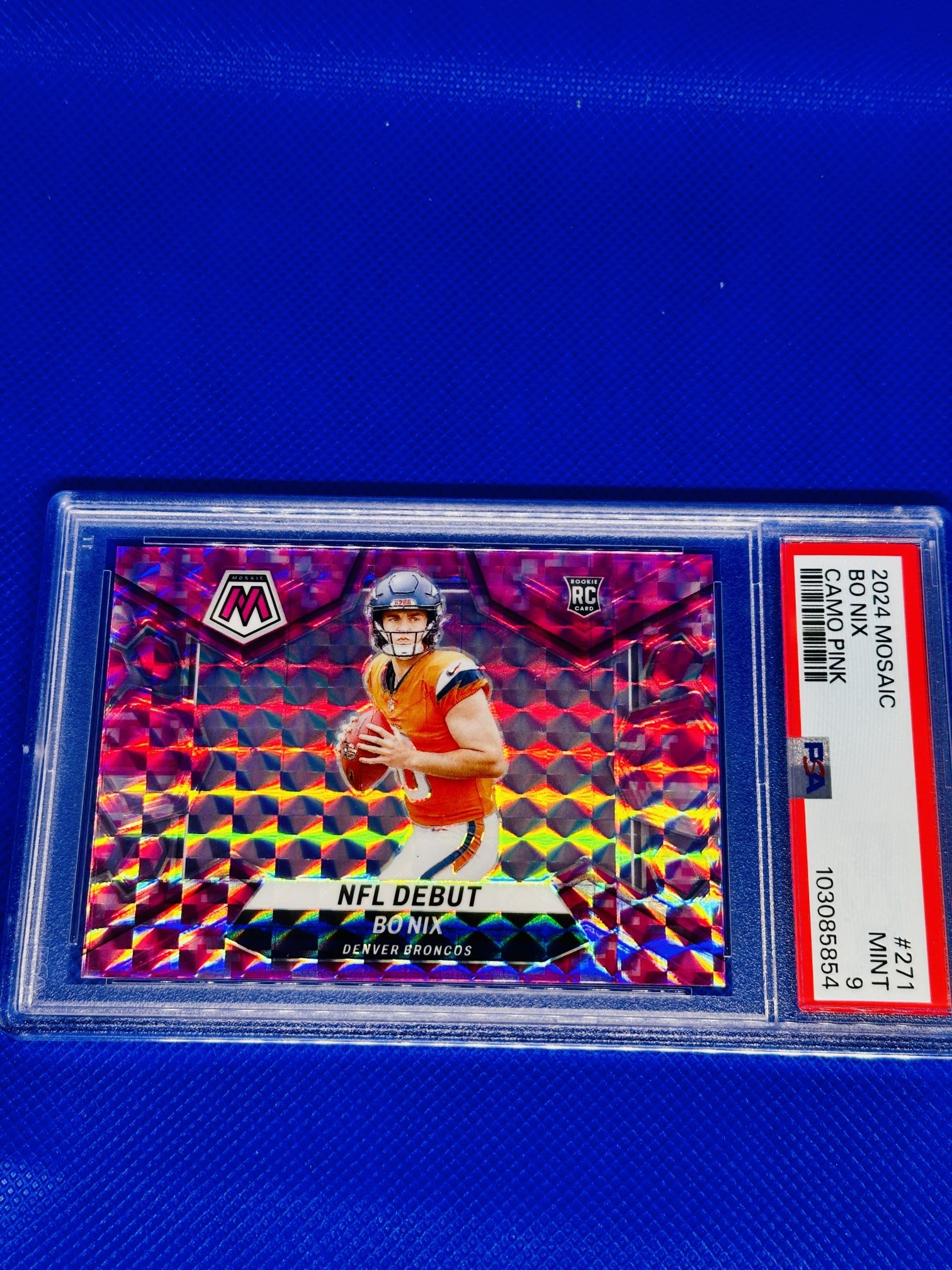 2024 Mosaic Pink Camo Bo Nix NFL Debut PSA 9