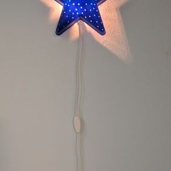 Two IKEA Smila Wall Lamps - Stjärna Blue Star and Mane Crescent Yellow Moon