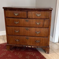 19th Century Gregorian /Chippnedale Style Chest of Drawers Solid Mahogany and Burlwood Veneers