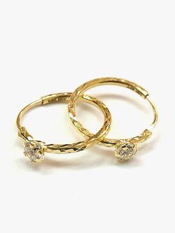 Cubic zirconia fancy earring 14K REAL YELOW GOLD.Description⬇️