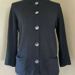 Banana Republic Black Angora Blend Cardigan Sweater Big Buttons Pockets Womens M