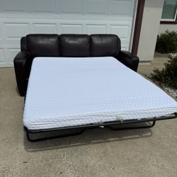 Sleep Sofa Top Grain Leather Couch With Pull Out Bed Free Delivery