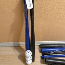 2 Plastic Baseball Bats And 3 Plastic Baseballs For $8