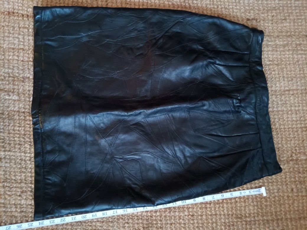 Black Leather Skirt Size 14 Patchwork