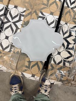 Marlo White Glossy Arabesque Ceramic Wall Tile
