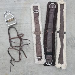 20 Each Girth, Cinch, Bridle, Irons Fleece Padded Comfort