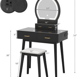 Vanity With Chair And Light Up Mirror