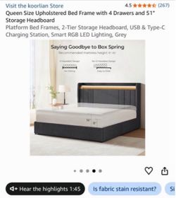 Queen Size Storage Bed and Mattress