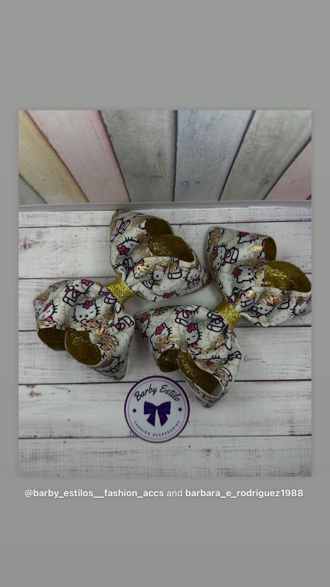 Hello Kitty Gold Glitter Hair Bows Set
