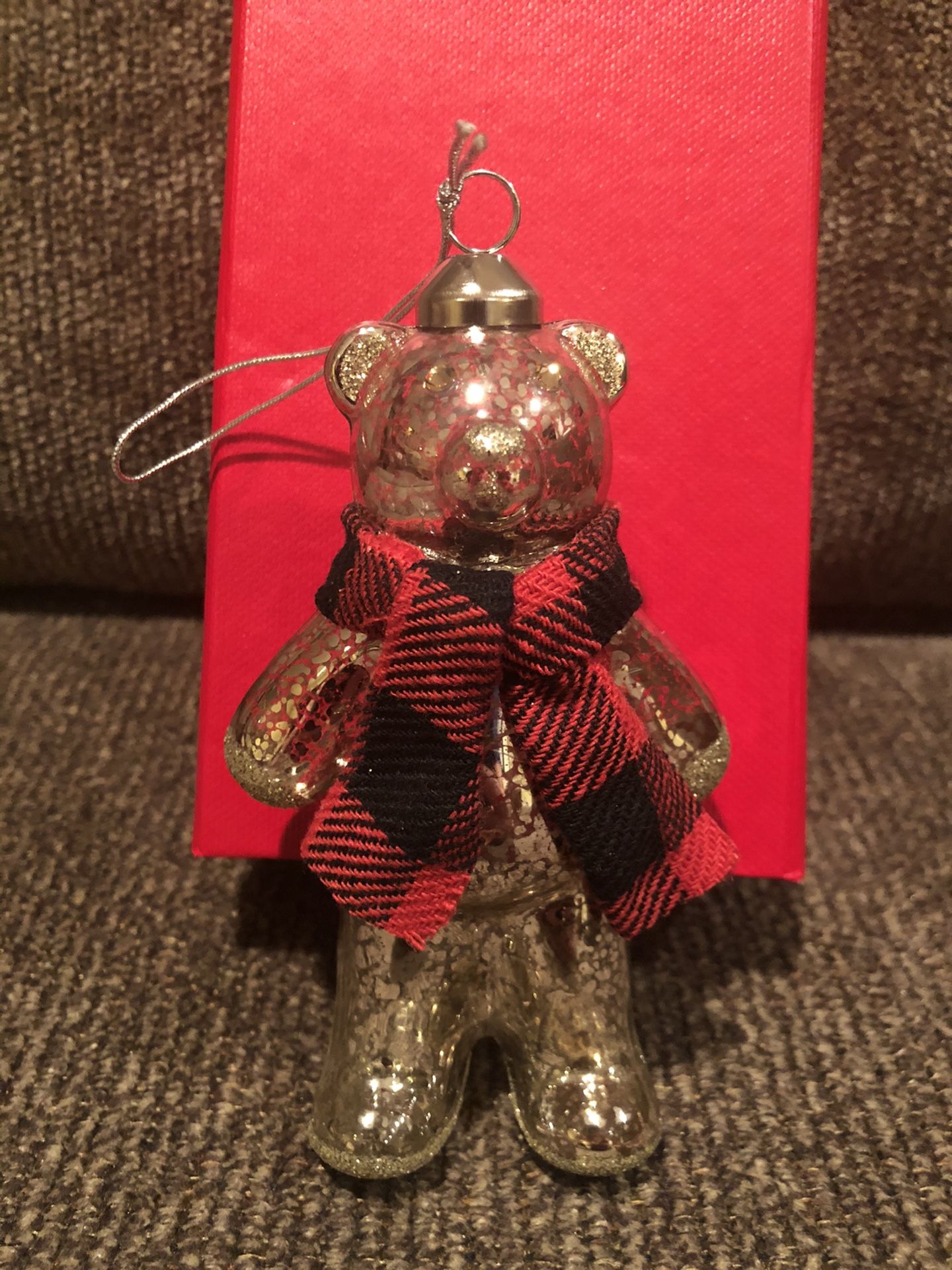 Glass Bear Holiday Christmas Ornament